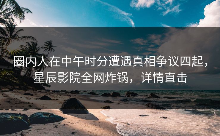 圈内人在中午时分遭遇真相争议四起，星辰影院全网炸锅，详情直击