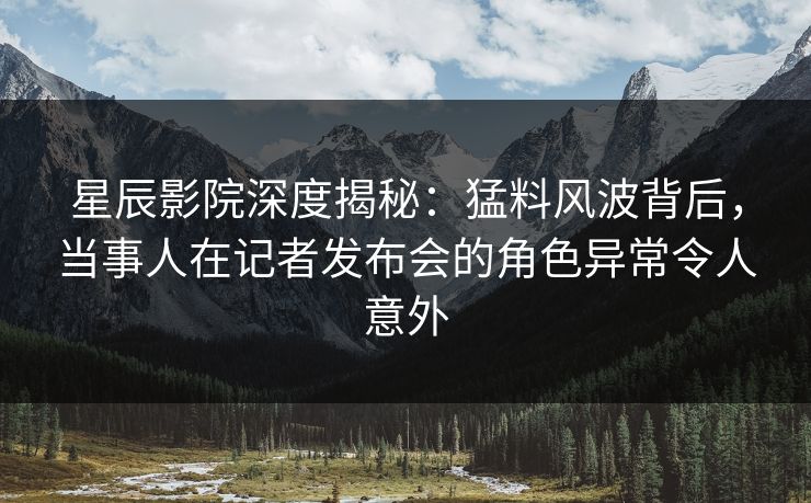 星辰影院深度揭秘：猛料风波背后，当事人在记者发布会的角色异常令人意外