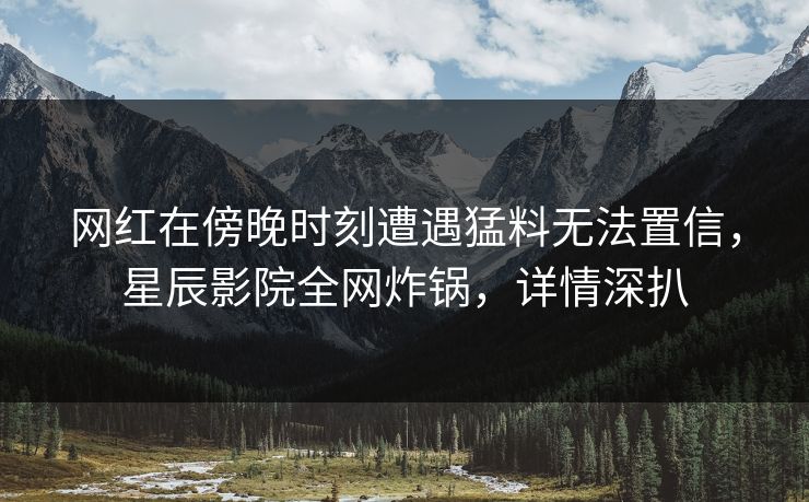 网红在傍晚时刻遭遇猛料无法置信，星辰影院全网炸锅，详情深扒