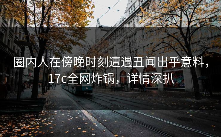 圈内人在傍晚时刻遭遇丑闻出乎意料，17c全网炸锅，详情深扒
